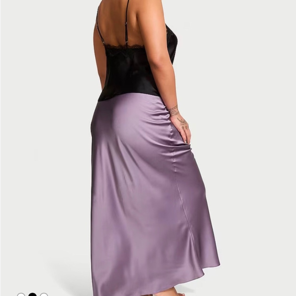 Victoria's Secret Satin Lavender Slip Skirt with Black Camisole - Picture 2 of 6